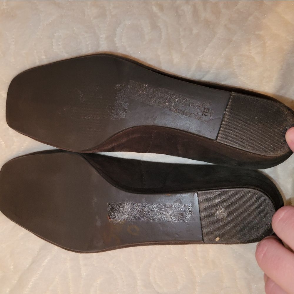 Talbots Women Sz 7 Brown Wedge Slip-ons with Squared Toe. Suede and Gen.Leather. - Picture 6 of 6